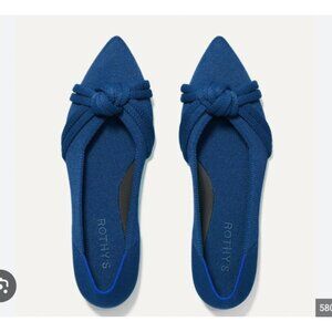 Rothy's The Knot Point II Flat Shoes Womens Size 7.5 Blue Pointed Toe Washable